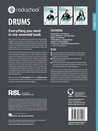 RSL Rockschool Drums, Book 3 & Online Audio (2024) Παρτιτούρα για Ντραμς