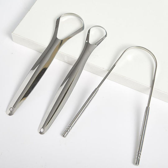 Set Stainless Steel Tongue Scrapers Cleaning Tools 3pcs