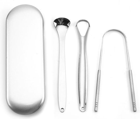 Set Stainless Steel Tongue Scrapers Cleaning Tools 3pcs