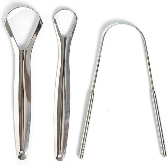 Set Stainless Steel Tongue Scrapers Cleaning Tools 3pcs