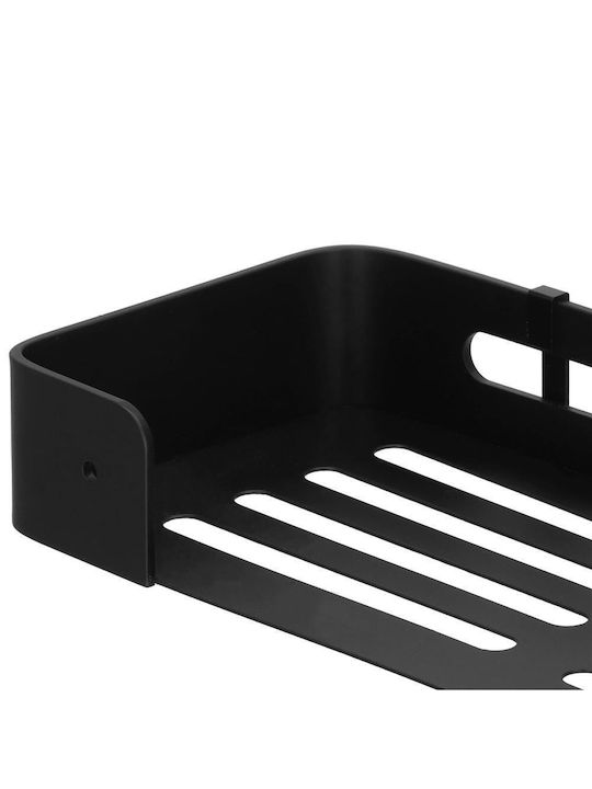Badezimmerregal 2 Haken 2 Wandmontagesysteme Aluminium 32x12x4cm Schwarz