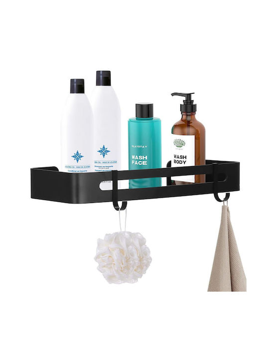 Badezimmerregal 2 Haken 2 Wandmontagesysteme Aluminium 32x12x4cm Schwarz