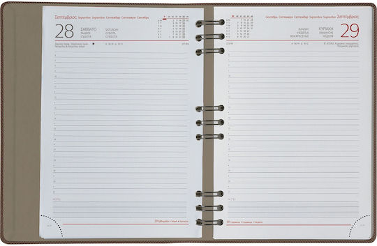 THeofylaktos Rivoli Daily Agendas 2025 Brown Spiral 14.5x20.5cm