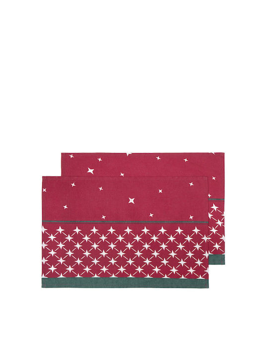 Nima Set Christmas Placemats Fabric Red L2xW35xD50cm. 2pcs