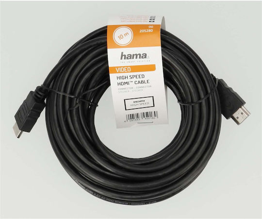HAMA Cable HDMI male - HDMI male 10m Μαύρο