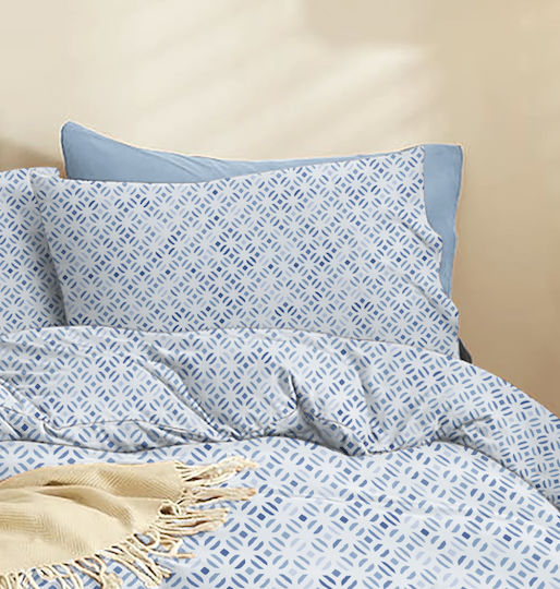 Cokitex Marta Mosaic Σετ Σεντόνια Διπλά 205x260εκ. Blue (4τμχ)