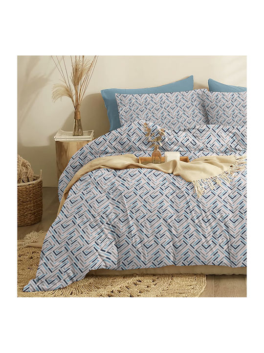 Cokitex Σετ Σεντόνια King Size 260x280εκ. Marta Maze Blue 4τμχ