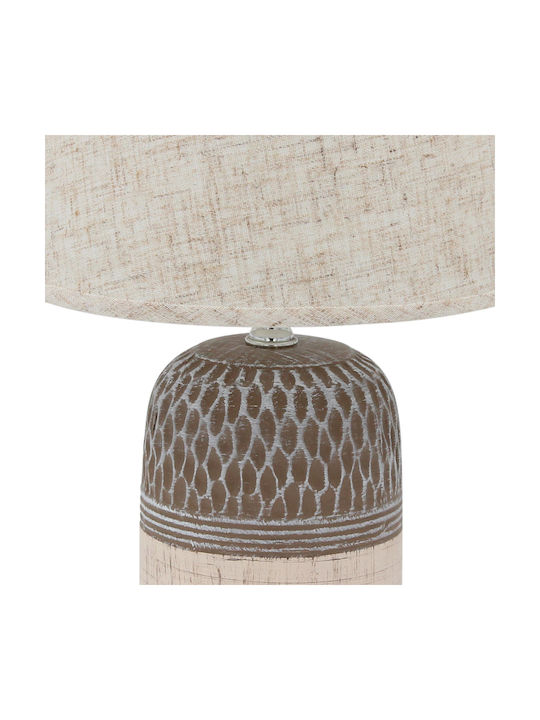 Keskor Ceramic Table Lamp for Socket E14 with Beige Shade and Brown Base