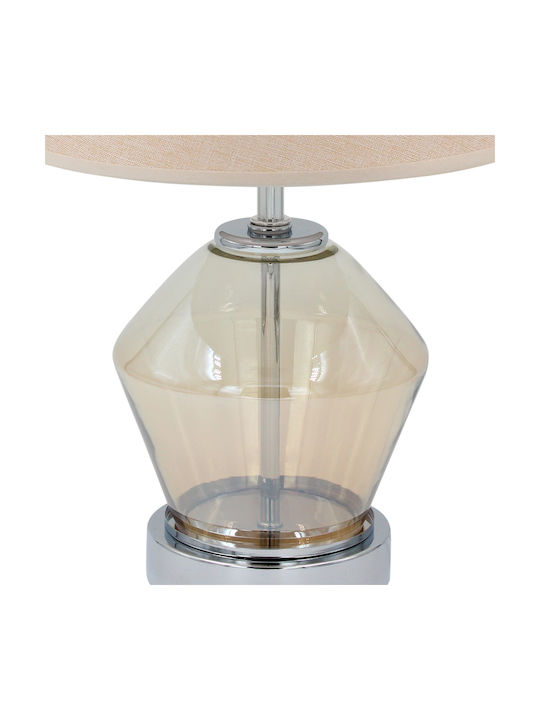 Keskor Metal Table Lamp for Socket E27 with Beige Shade and Honey Base