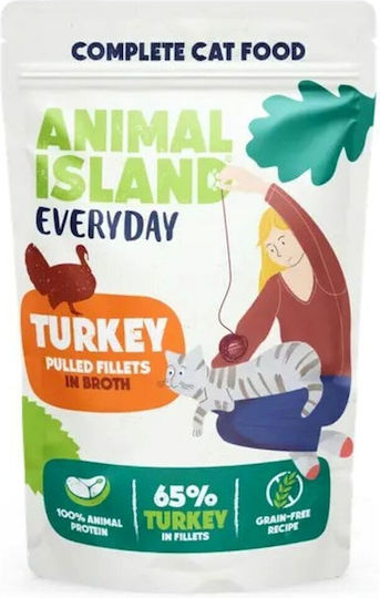 Animal Island Wet Food for Adult Cats in Pouches with Turkey and Fish Gluten-Free 40x85gr