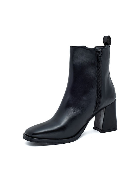 Leder Stiefeletten Damen Schwarz