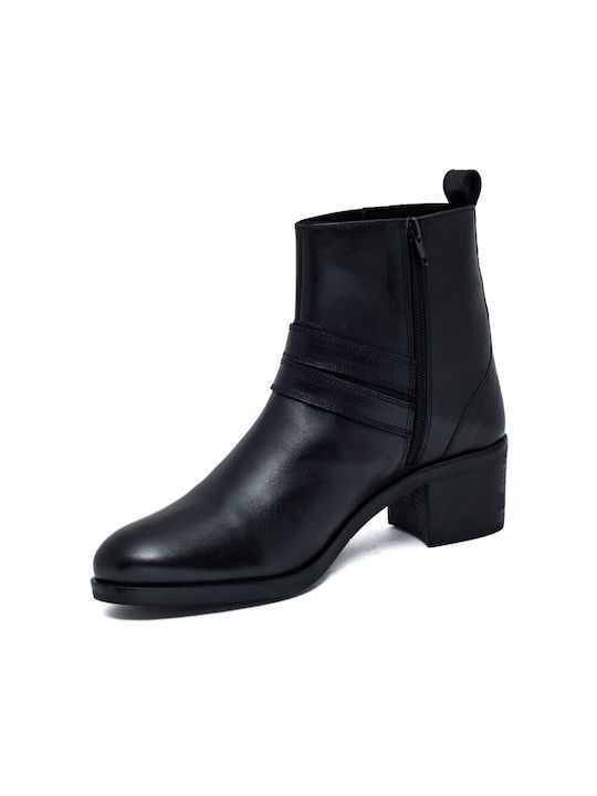 Leder Stiefeletten Damen Schwarz