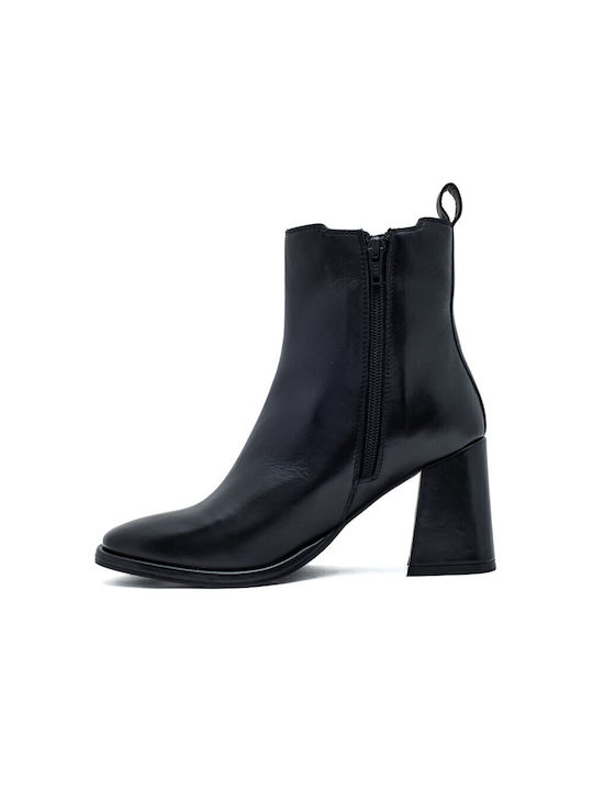 Leder Stiefeletten Damen Schwarz