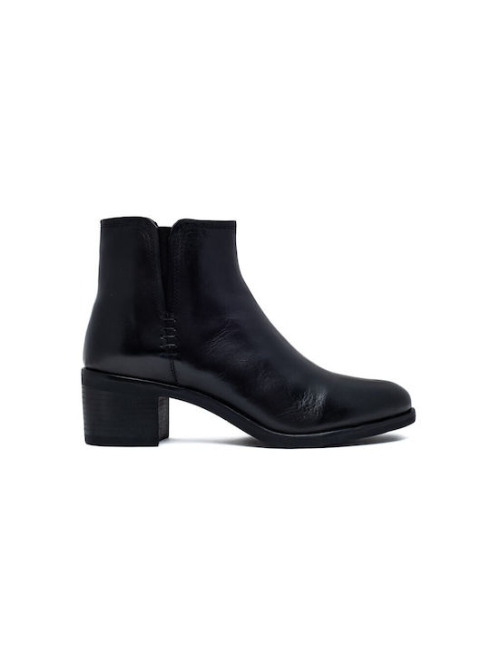 Leder Stiefeletten Damen Schwarz
