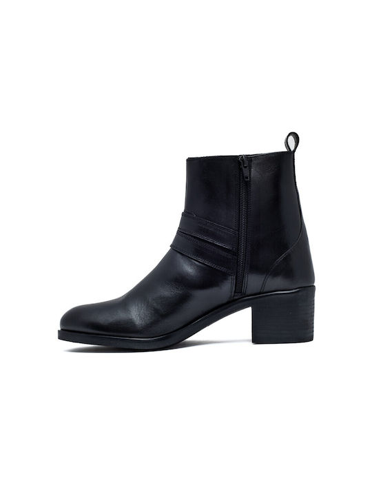 Leder Stiefeletten Damen Schwarz