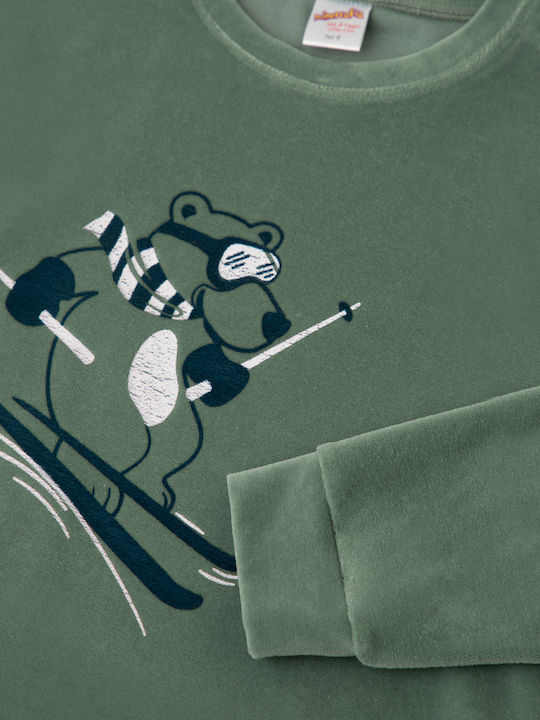 Minerva Kids' Pajamas Winter Cotton Green Haze Bear