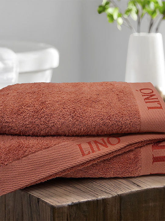 Lino Home Πετσέτα Χεριών Brandy 40x60εκ. Terracotta Βάρους 650gr/m²