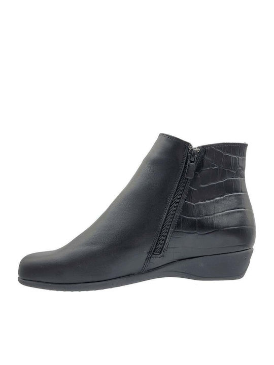 Leather Women's Ankle Boots Platform Black