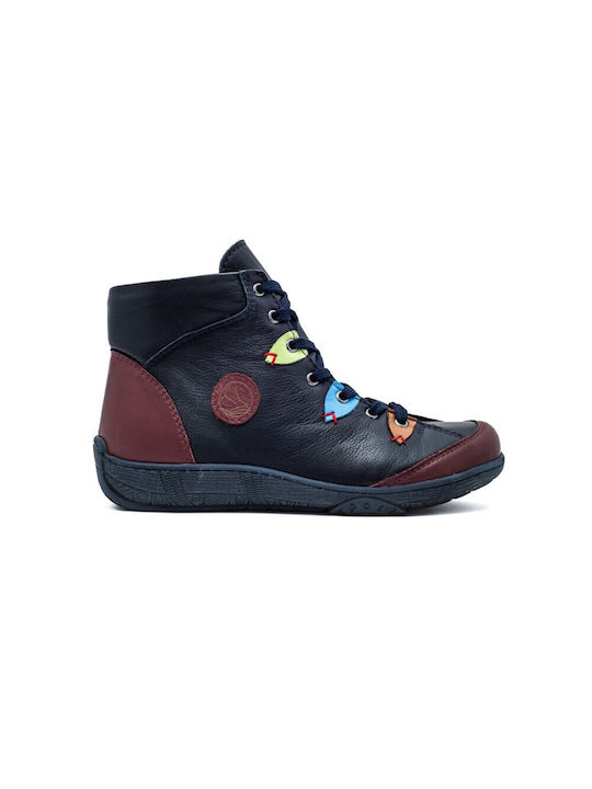 Leder Stiefeletten Damen Blau