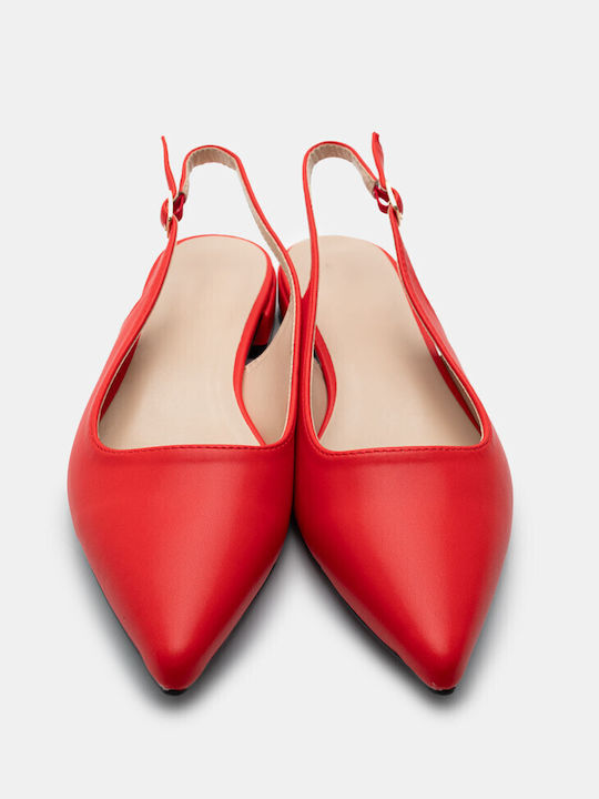 Luigi Synthetic Leather Pointed Toe Red Low Heels