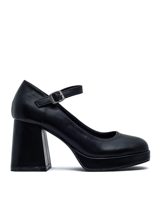 Pantofi cu toc cu Curea Negre