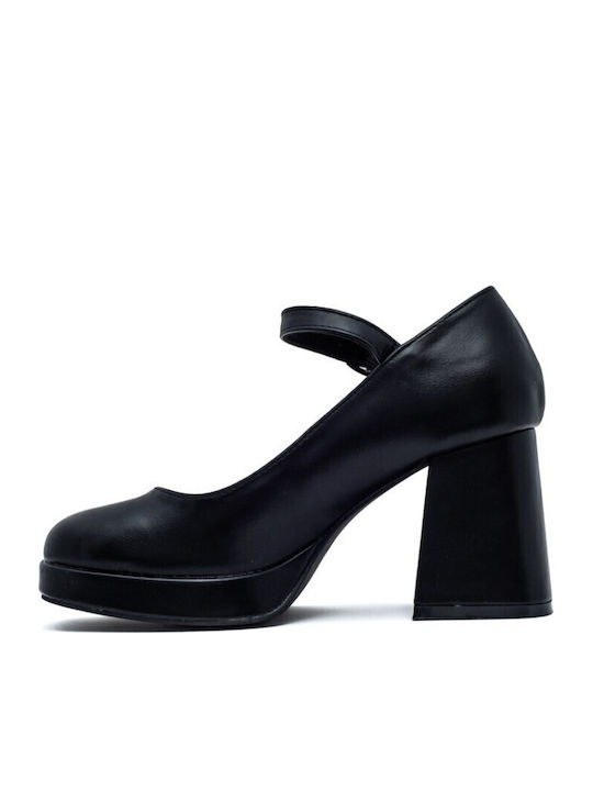 Pantofi cu toc cu Curea Negre