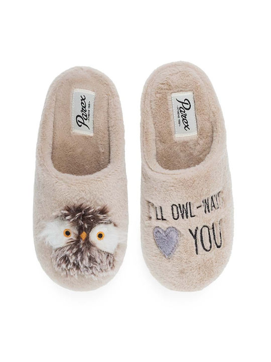 Parex Winter Women's Slippers in Beige color