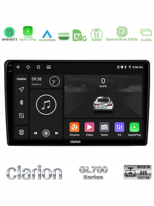 Clarion Sistem Audio Auto pentru Skoda Yeti 6125 (Bluetooth/USB/WiFi/GPS/Apple-Carplay/Android-Auto) cu Ecran Tactil 10"