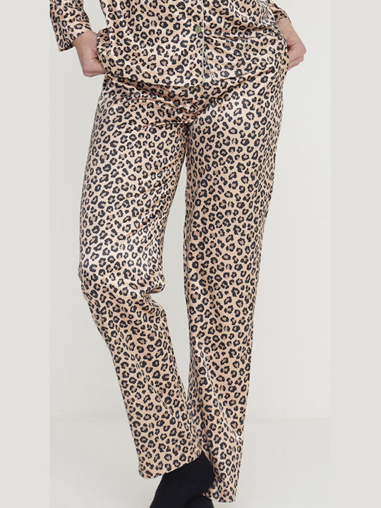 Noidinotte Winter Women's Pyjama Set Satin Animal Print