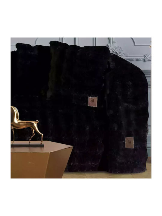 Greenwich Polo Club 3938 Dreisitzer-Sofa Wurf Pelzartig 180x300cm Schwarz