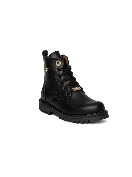 Scarpy Kids Leather Military Boots Black