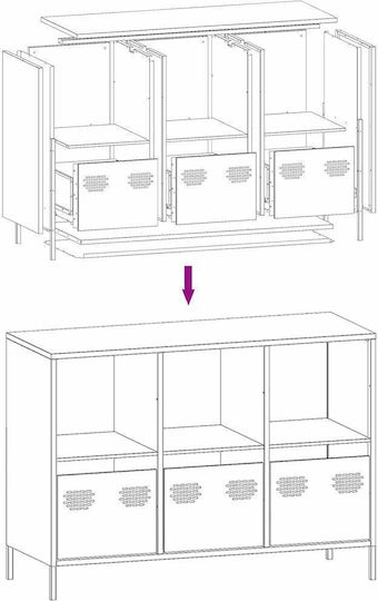 Μπουφές Schrank mit Schubladen Mustard 101.5x39x73.5cm