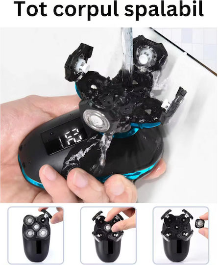 Trimmer de păr multifuncțional 5D Marske HM1688 5 în 1 pentru față, cap, corp, utilizare la duș, afișaj digital, impermeabil, 10 x 6 cm, negru