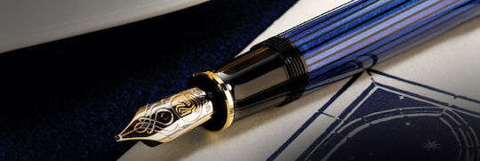 Pelikan Souveran M400 Πένα Γραφής Extra Fine Μπλε με Μπλε Μελάνι