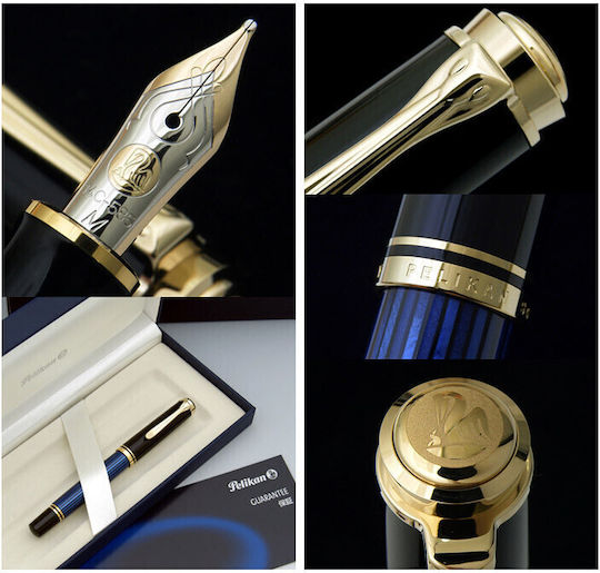 Pelikan Souveran M400 Πένα Γραφής Extra Fine Μπλε με Μπλε Μελάνι