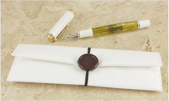 Pelikan Souveran M400 Tortoise Πένα Γραφής Extra Fine Λευκή με Μπλε Μελάνι