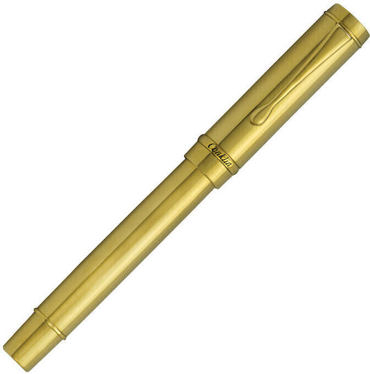 Conklin Füllfederhalter Mittel Gold aus Messing mit Blauer Tintenfarbe