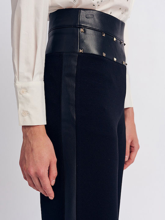 Women's High-waisted Fabric Trousers Flared Striped Black