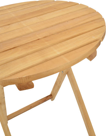 Letna Round Table Dining Room Collapsible from Solid Wood Natural Shade 60x60x74.5cm