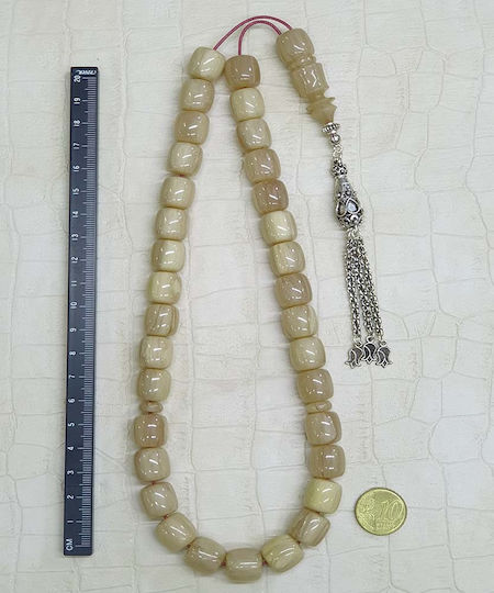 Roloi Komboloi Mastic Worry Beads with 33 Beads Beige 43cm