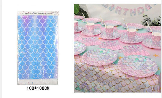 Party Tablecover Mermaid Plastic 180x108cm Light Blue SDS-25380