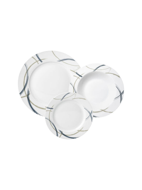 Ankor Lines Gray Porcelain Dinnerware Set 20pcs