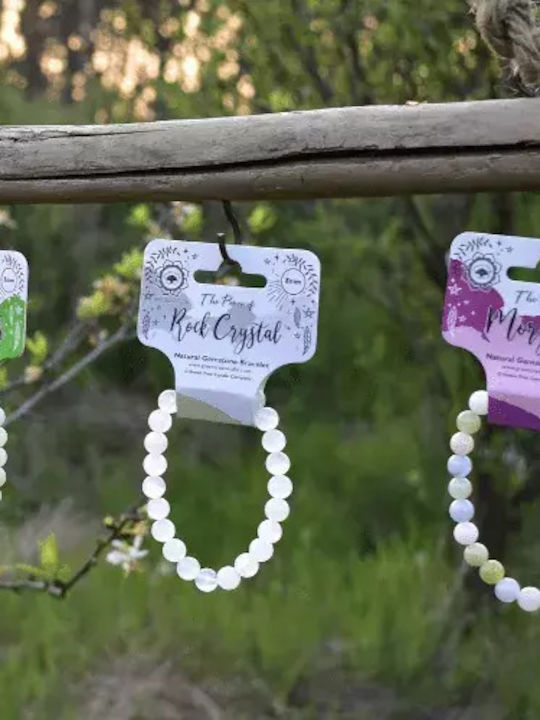 Handmade Bracelet with Semi-Precious Stones White Quartz Rock Crystal