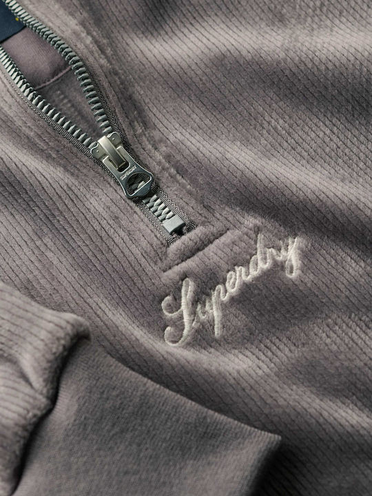 Long Women's Sweatshirt Velvet Dark Grey