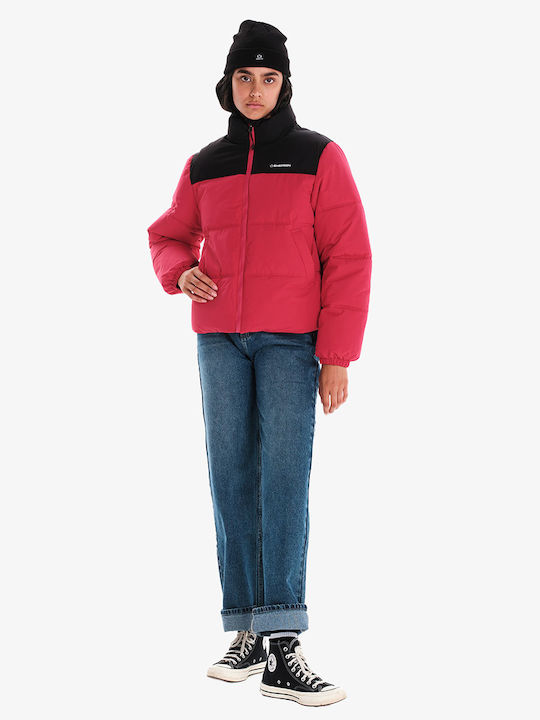 Women's Short Puffer Jacket for Winter Fuchsia