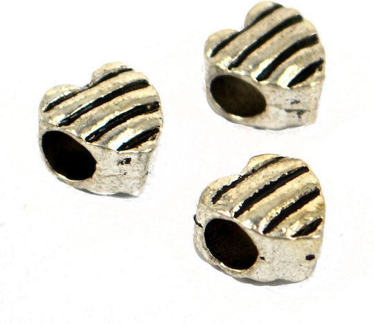 Καρδιές Metall Perlen & Pailletten Silberne 10Stück 10mm