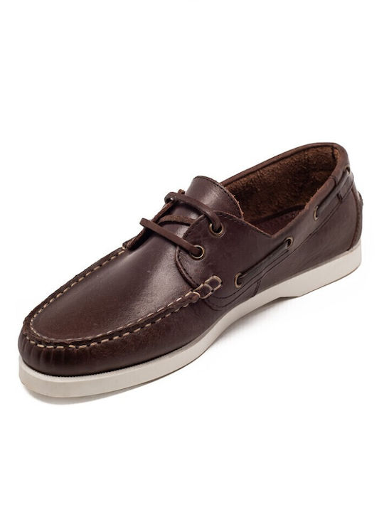 Δερμάτινα Ανδρικά Boat Shoes σε Καφέ Χρώμα