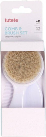 Tutete Baby Brush & Comb White 2pcs