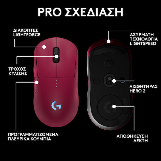 Logitech G Pro 2 Lightspeed Drahtlos RGB Gaming Gaming Maus 44000 DPI Rosa