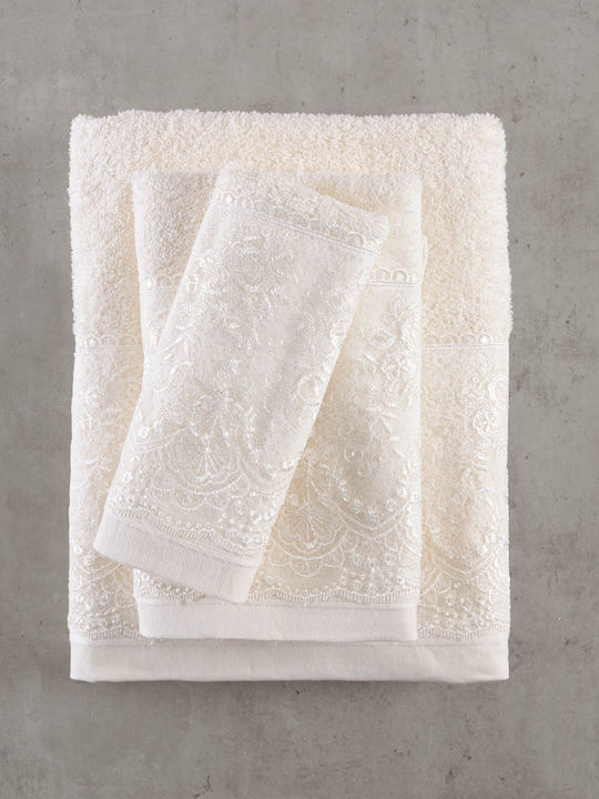 Rythmos 3pc Bath Towel Set Dione 80xcm. White Weight 500gr/m²